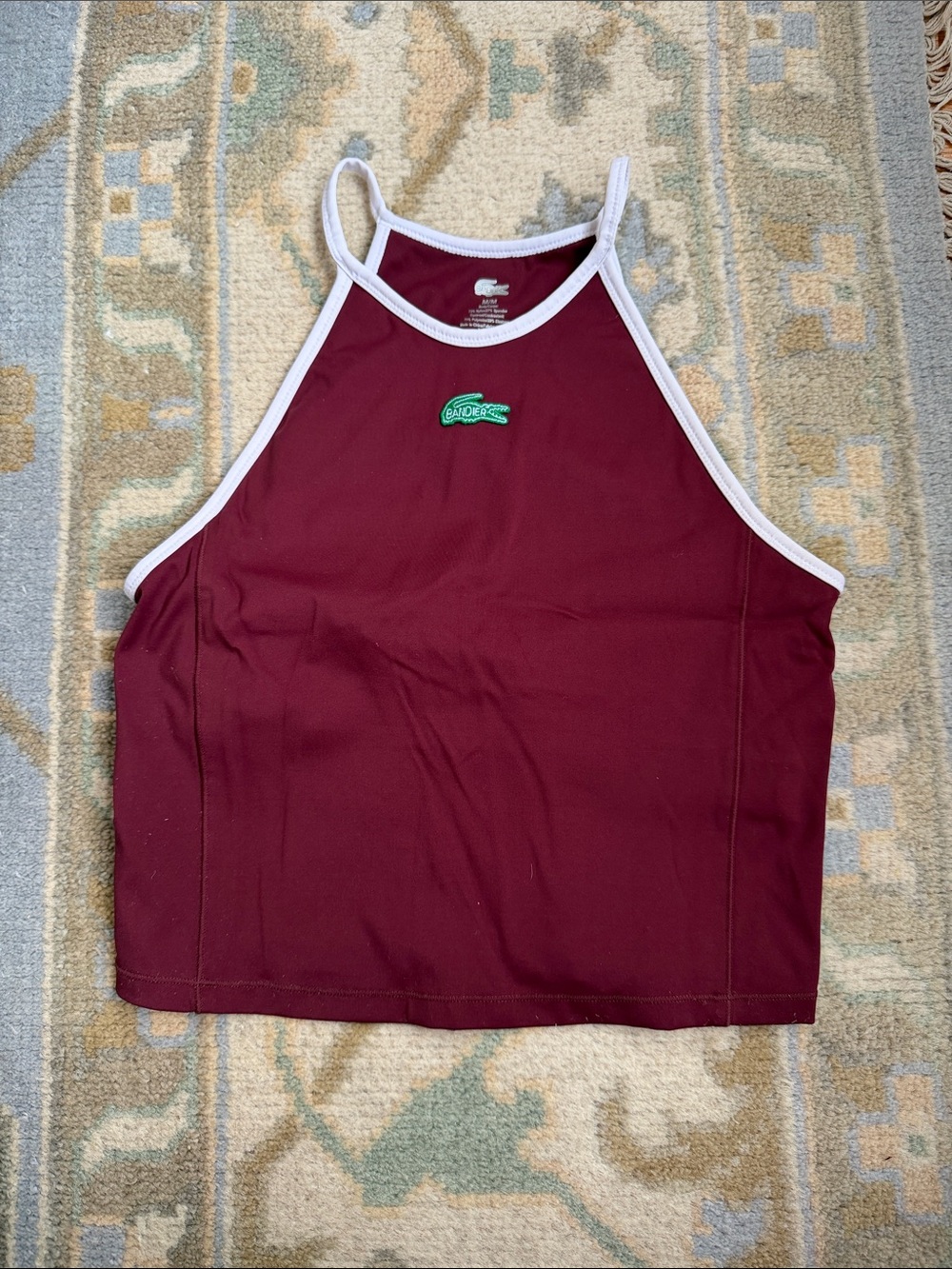 Lacoste x Bandier Burgundy Halter Tank with White Trim